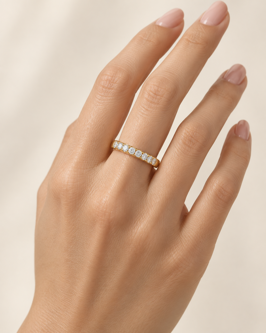 Round Diamond Half Eternity Band