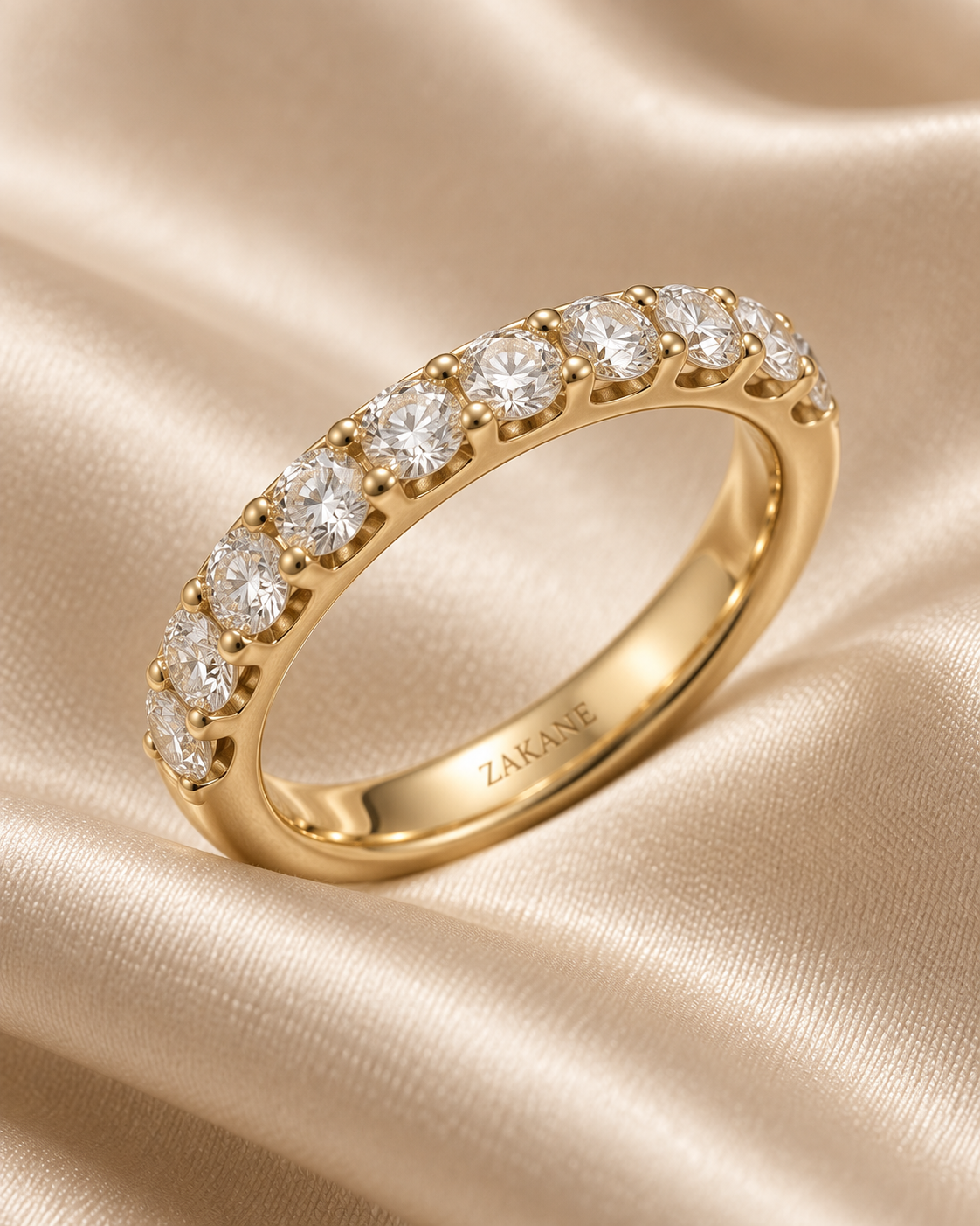 Round Diamond Half Eternity Band