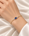 Oval Blue Sapphire & Diamond Bangle