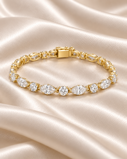 Alternating Marquise & Round Diamond Tennis Bracelet