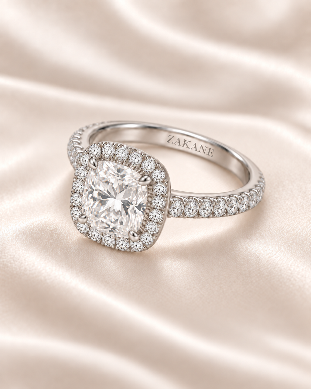 Cushion-Cut Diamond Halo Ring