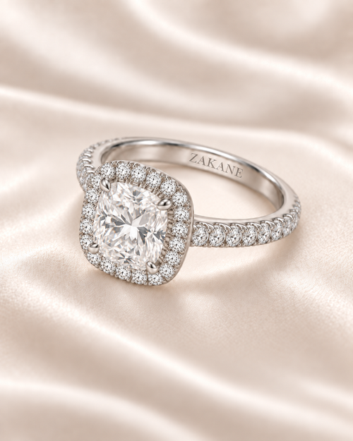 Cushion-Cut Diamond Halo Ring