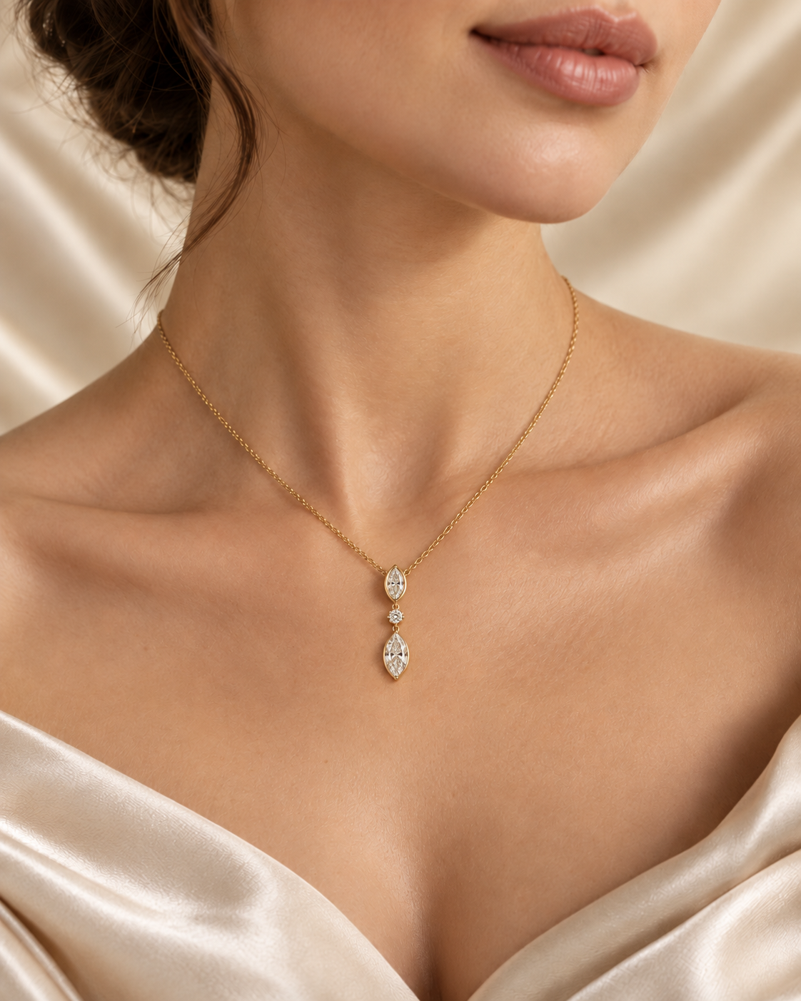 Double Marquise Lab-Grown Diamond Drop Necklace
