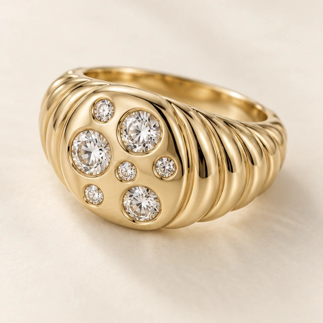 Sculpted Cluster Ring
